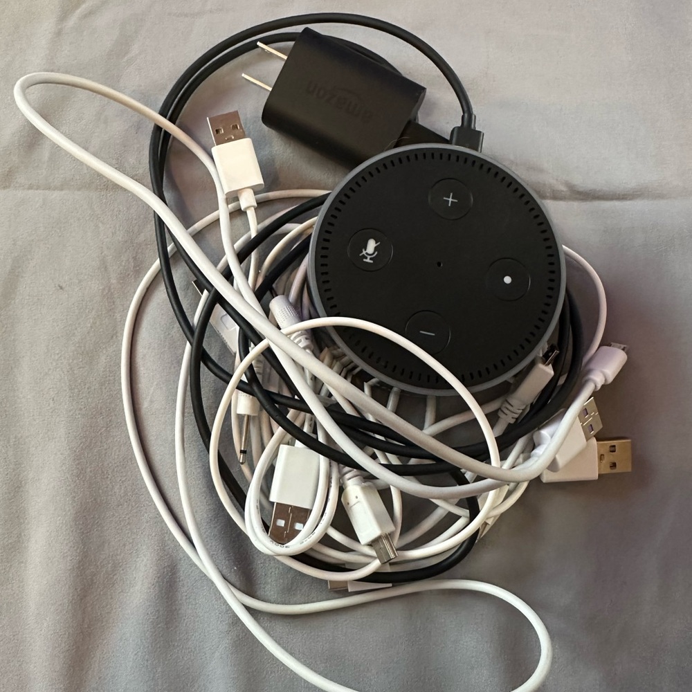 Black Alexa and various other charging cords